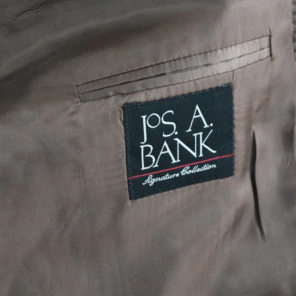 Jos A Bank‎ 43R 44R 36x30 Brown 100% Wool Nailshead Mens Jacket Pants Suit
